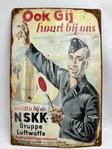 WW2 german Nazi NSKK join LUFTWAFFE recruitment metal sign original