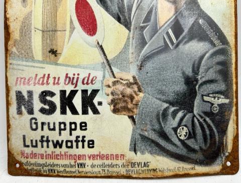 WW2 german Nazi NSKK join LUFTWAFFE recruitment metal sign original