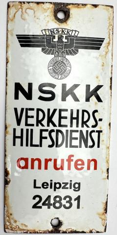 WW2 German Nazi NSKK motorcycle club of the Third Reich metal wall sign