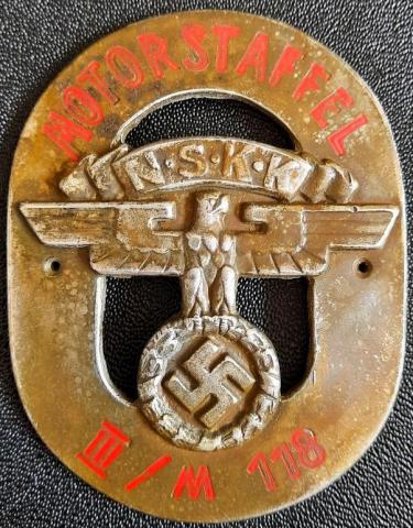 WW2 German Nazi N.S.K.K NSKK Motorstaffel employee metal plate badge ID