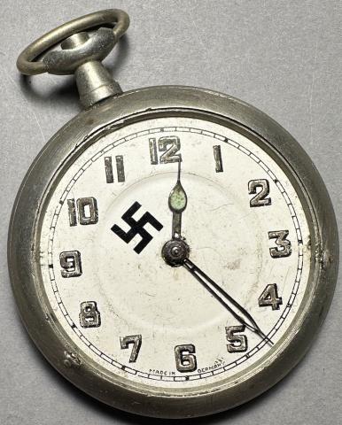 WW2 German Nazi officer LUFTWAFFE POCKET WATCH swastika pilot aircraft flak