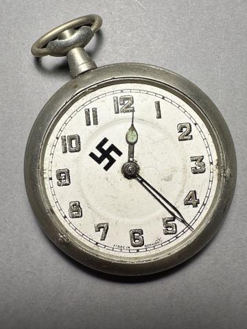 WW2 German Nazi officer LUFTWAFFE POCKET WATCH swastika pilot aircraft flak