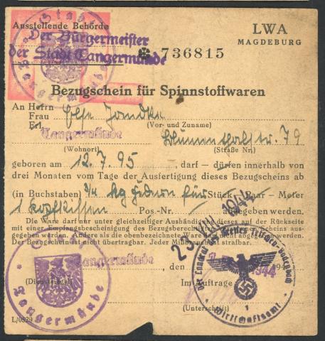 WW2 German nazi order of textile for concentration camp uniforms fabrik stamped document