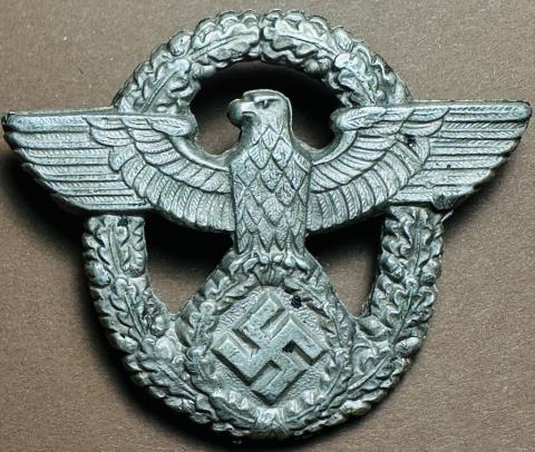 WW2 German Nazi Police polizei visor cap metal insignia