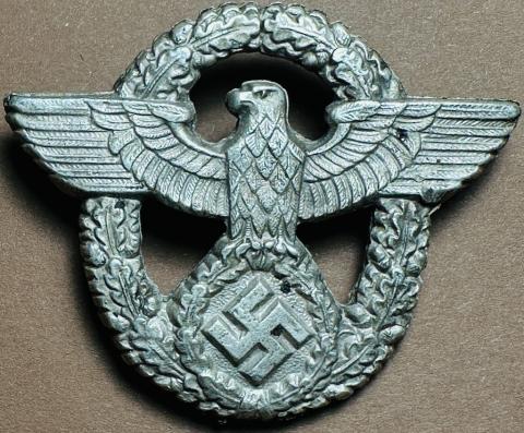 WW2 German Nazi Police polizei visor cap metal insignia
