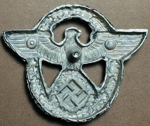 WW2 German Nazi Police polizei visor cap metal insignia