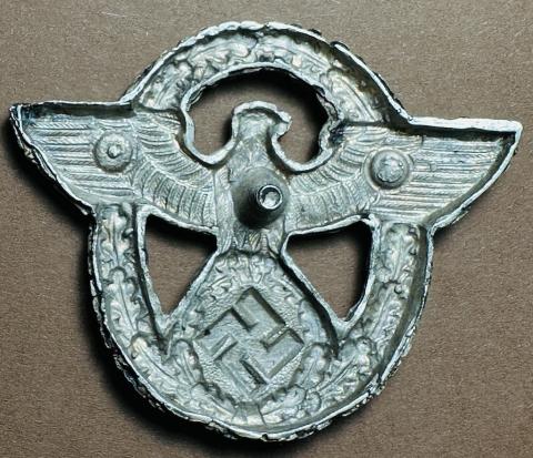 WW2 German Nazi Police polizei visor cap metal insignia