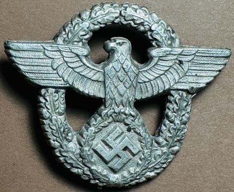 WW2 German Nazi Police polizei visor cap metal insignia
