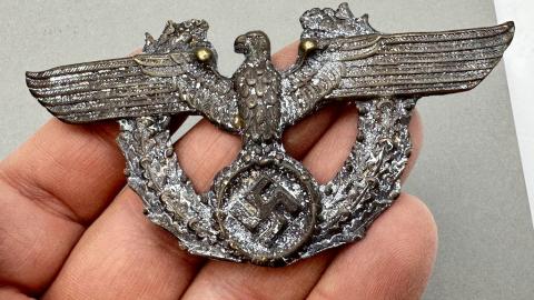 WW2 German Nazi POLIZEI POLICE cap helmet insignia SS Gestapo relic