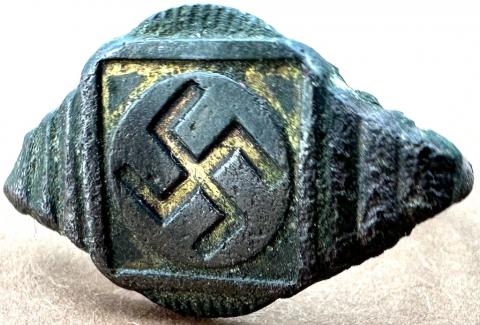 WW2 German Nazi original ss Swastika ring germany wwii bague allemande