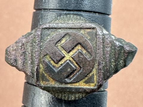 WW2 German Nazi original ss Swastika ring germany wwii bague allemande