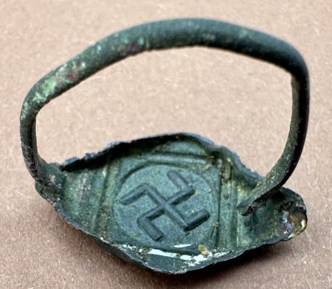 WW2 German Nazi original ss Swastika ring germany wwii bague allemande