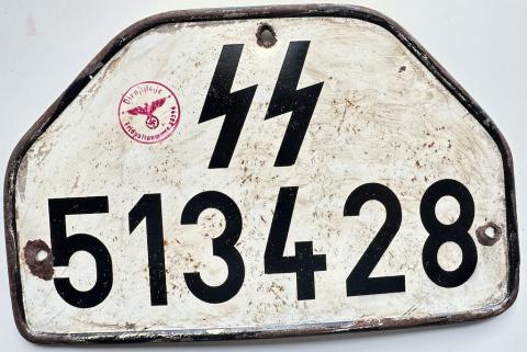 WW2 German Nazi WAFFEN SS tank truck troops SS licence plate original