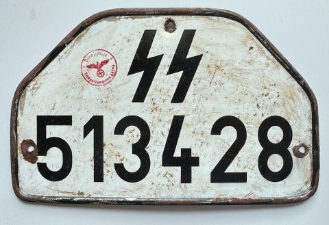 WW2 German Nazi WAFFEN SS tank truck troops SS licence plate original