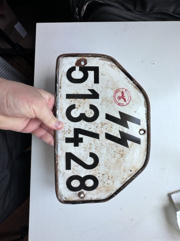 WW2 German Nazi WAFFEN SS tank truck troops SS licence plate original