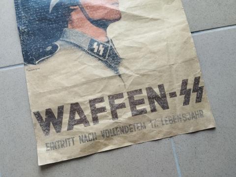 WW2 German Nazi original Waffen SS recruitment poster totenkopf