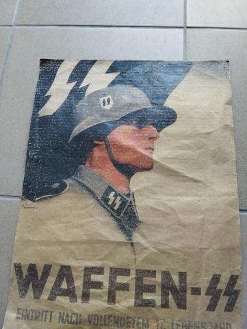 WW2 German Nazi original Waffen SS recruitment poster totenkopf