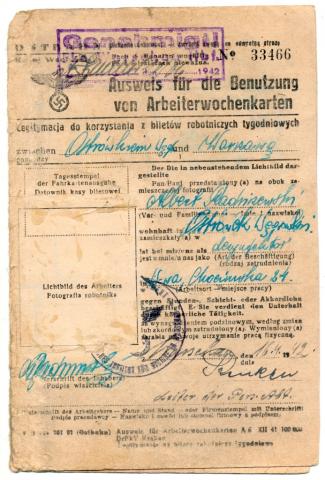 WW2 German Nazi REICHSBAHN HITLER PERSONAL TRAIN AUSWEIS railway ID from worker Ostrowek 1942