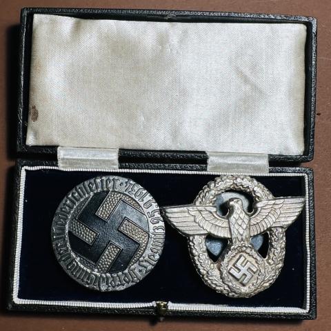 WW2 German Nazi Gestapo SS police polizei badge original case visor cap uniform award WW2 German Nazi Gestapo SS police polizei badge original case visor cap uniform award
