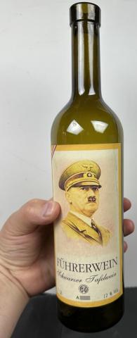 WW2 German Nazi SCARCE Adolf Hitler Third Reich Fuhrer wine bottle with AH label Fuhrerwein WW2 German Nazi SCARCE Adolf Hitler Third Reich Fuhrer wine bottle with AH label Fuhrerwein