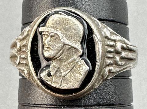 WW2 German Nazi Soldier silver ring marked wehrmacht luftwaffe kriegsmarine waffen ss