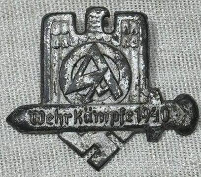 WW2 German Nazi Third Rech SA brown shirts commemorative pin 1940