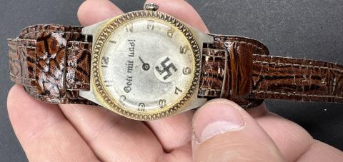WW2 German Nazi Third Reich Fuhrer patriotic watch with swastika WW2 German Nazi Third Reich Fuhrer patriotic watch with swastika