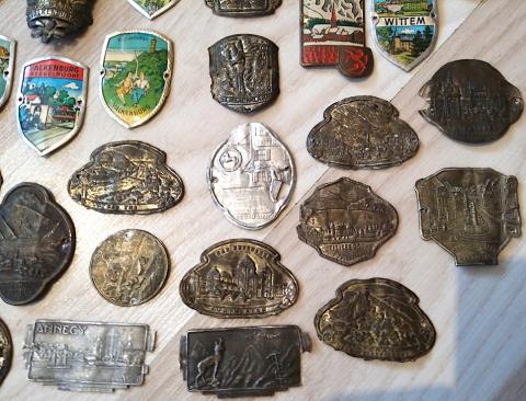 WW2 german Nazi Third Reich lot of 43 old small city plates with souvenir box WW2 german Nazi Third Reich lot of 43 old small city plates with souvenir box