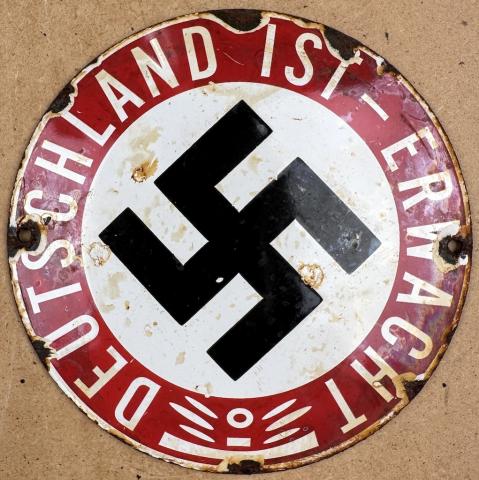 WW2 German Nazi Third Reich NSDAP Fuhrer Hitler partisan Swastika wall sign