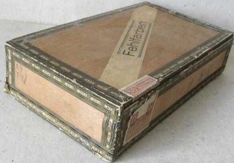 WW2 German Nazi Third Reich OFFICER wooden CIGAR BOX with SWASTIKA