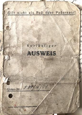 WW2 German Nazi Third reich stamped Vorläufiger Ausweis ID no photo