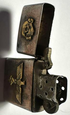 WW2 German Nazi unique WAFFEN SS Totenkopf MOTO zippo lighter with NSKK etui