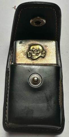 WW2 German Nazi unique WAFFEN SS Totenkopf MOTO zippo lighter with NSKK etui by RZM