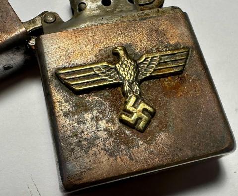 WW2 German Nazi unique WAFFEN SS Totenkopf MOTO zippo lighter with NSKK etui