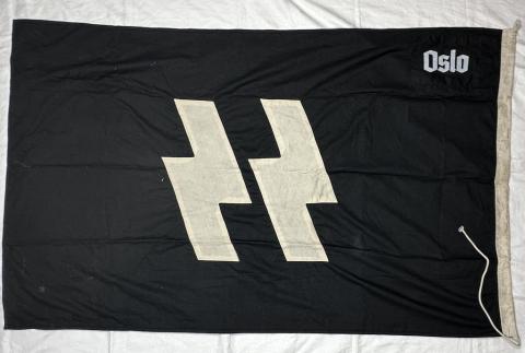 WW2 German Nazi WAFFEN SS NORGE OSLO RZM SS runes FLAG double sides