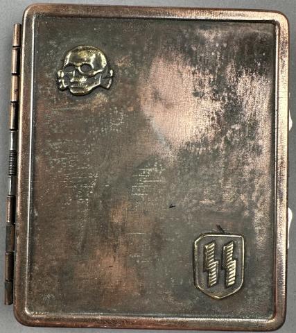 WW2 German Nazi Waffen SS cigarette case marked ss runes + rzm