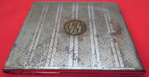WW2 German Nazi WAFFEN SS Cigarette case silverware authentic genuine for sale