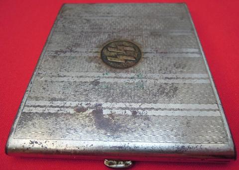 WW2 German Nazi WAFFEN SS Cigarette case silverware authentic genuine for sale