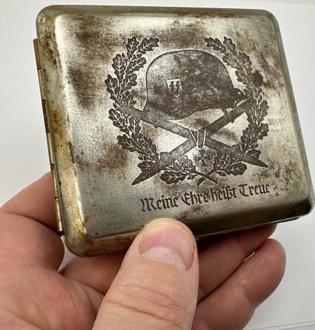 WW2 German Nazi WAFFEN SS dagger motto cigarette case by RZM