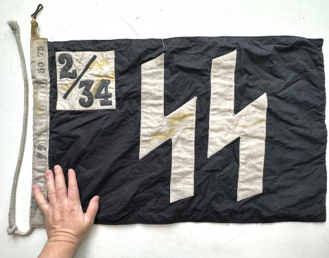 original WAFFEN SS DAS REICH double sides STAMPED flag