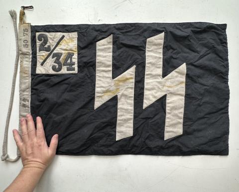 original WAFFEN SS DAS REICH double sides STAMPED flag