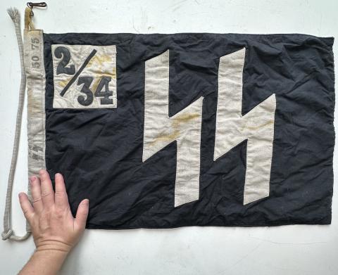 original WAFFEN SS DAS REICH double sides STAMPED flag