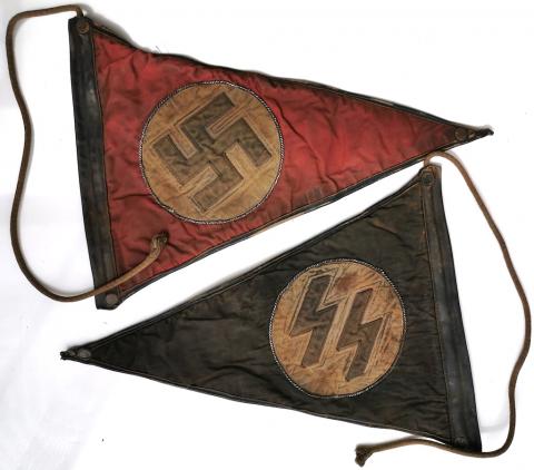 WW2 German Nazi WAFFEN SS early large pennant flag banner original