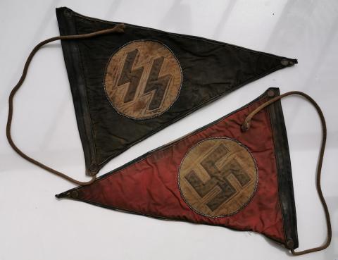 WW2 German Nazi WAFFEN SS early large pennant flag banner original