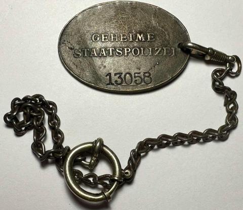 WW2 german Nazi WAFFEN SS Gestapo Staatpolizei metal ID Disk with ETUI Police