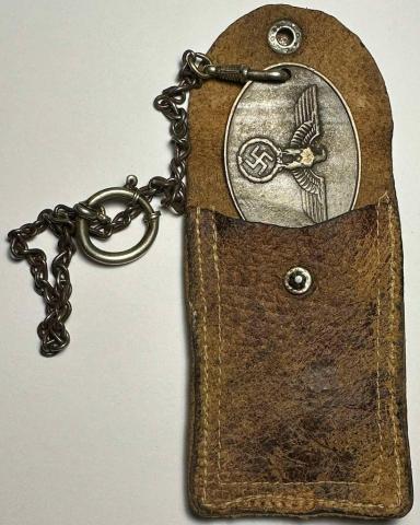 WW2 german Nazi WAFFEN SS Gestapo Staatpolizei metal ID Disk with ETUI Police