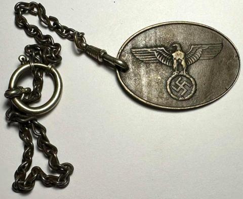 WW2 german Nazi WAFFEN SS Gestapo Staatpolizei metal ID Disk with ETUI Police