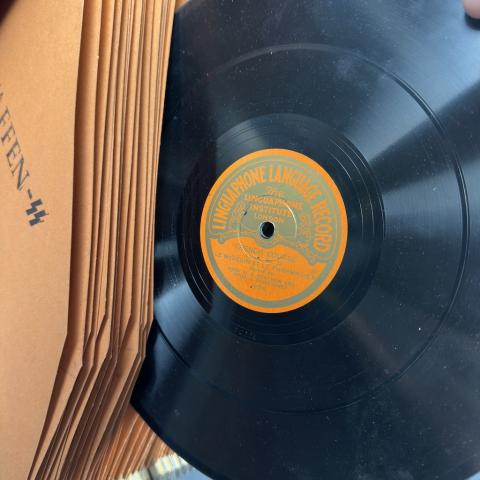 WW2 German Nazi WAFFEN SS gramophone records set in case from SS school