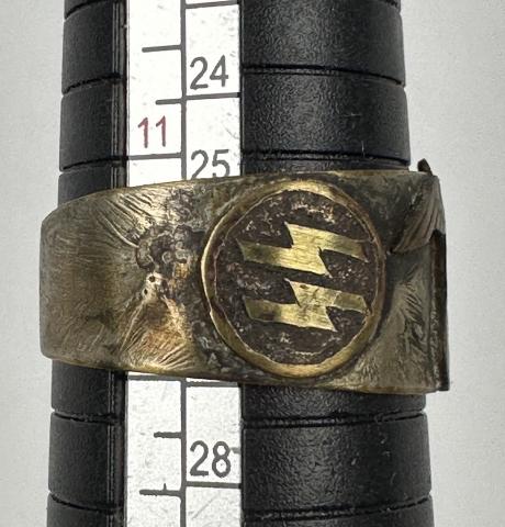 WW2 German Nazi WAFFEN SS kantine custom ring eagle swastika marked inside