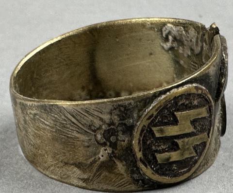 WW2 German Nazi WAFFEN SS kantine custom ring eagle swastika marked inside